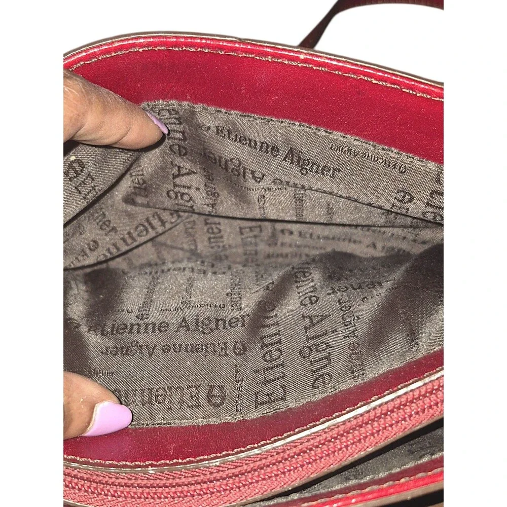 VTG Etienne Aigner Shoulder Bag Ox Blood, 100% Leather Handbag, Polyester Lining
